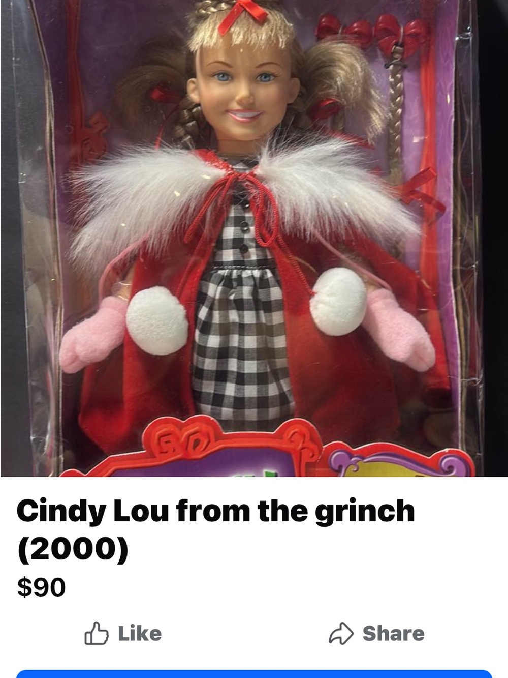 Holiday Doll in Red Coat with Pink Mittens